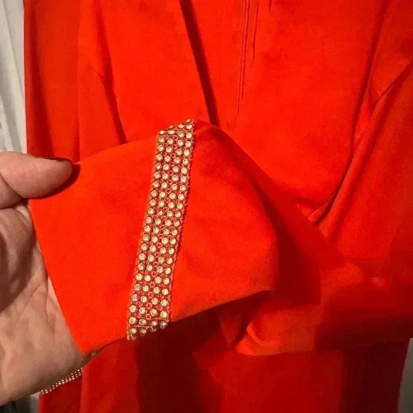Vintage Orange Mignon Snap Bottom Body Suit. Sparkle Accent. Long Sleeve. Size m - Picture 3 of 10
